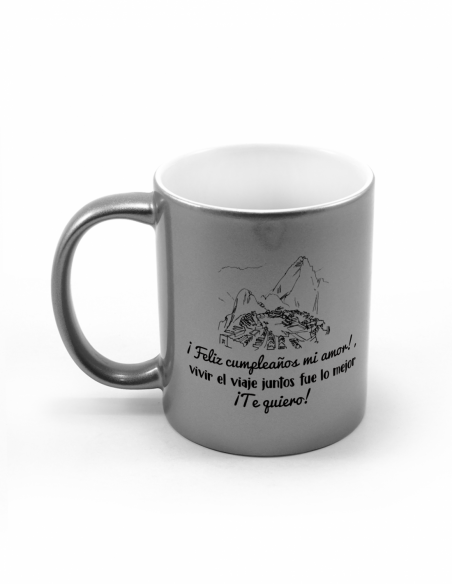Taza clasica ceramica 11oz plateada