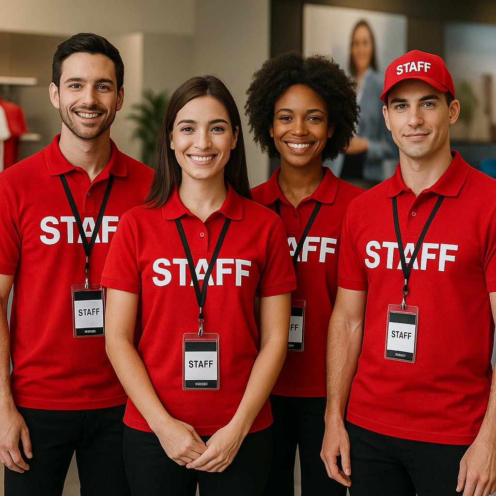 Uniformes de staff para eventos corporativos